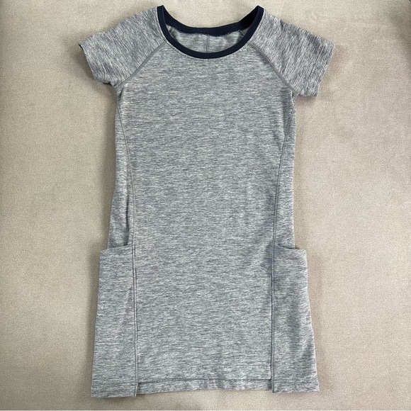 Lululemon Cut Above T Shirt Dress. Blue Heather. Size 4. Minor flaw. - Picture 5 of 10